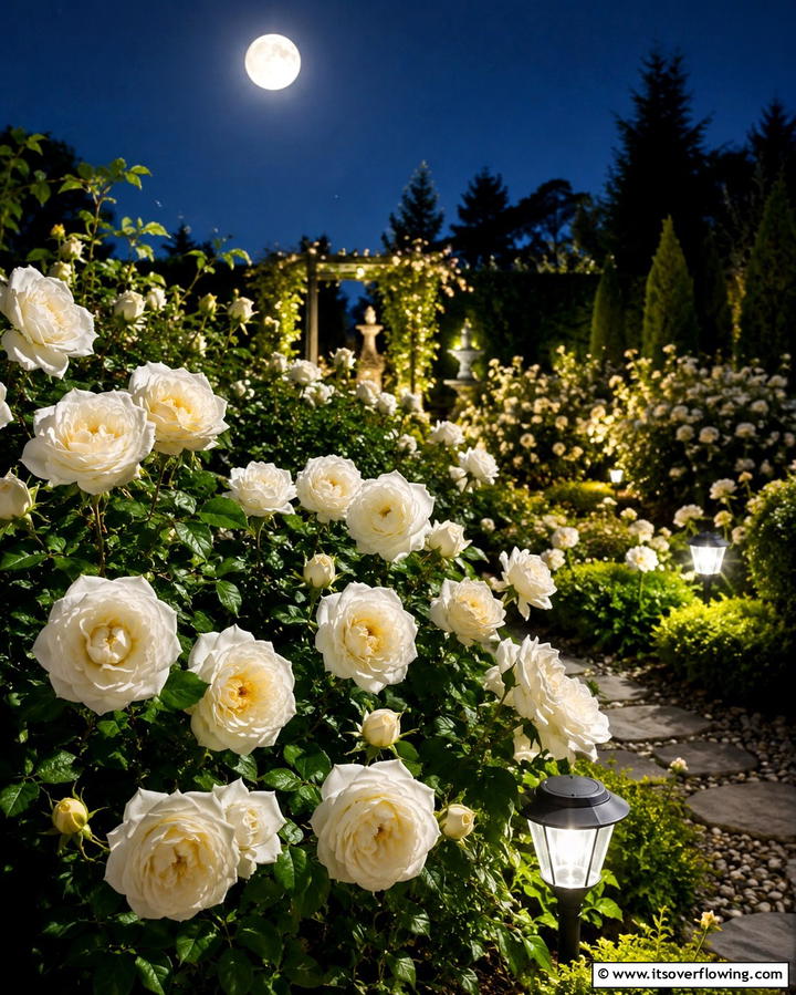 Moonlit Rose Garden - 25 Rose Garden Ideas to Create a Blooming Paradise