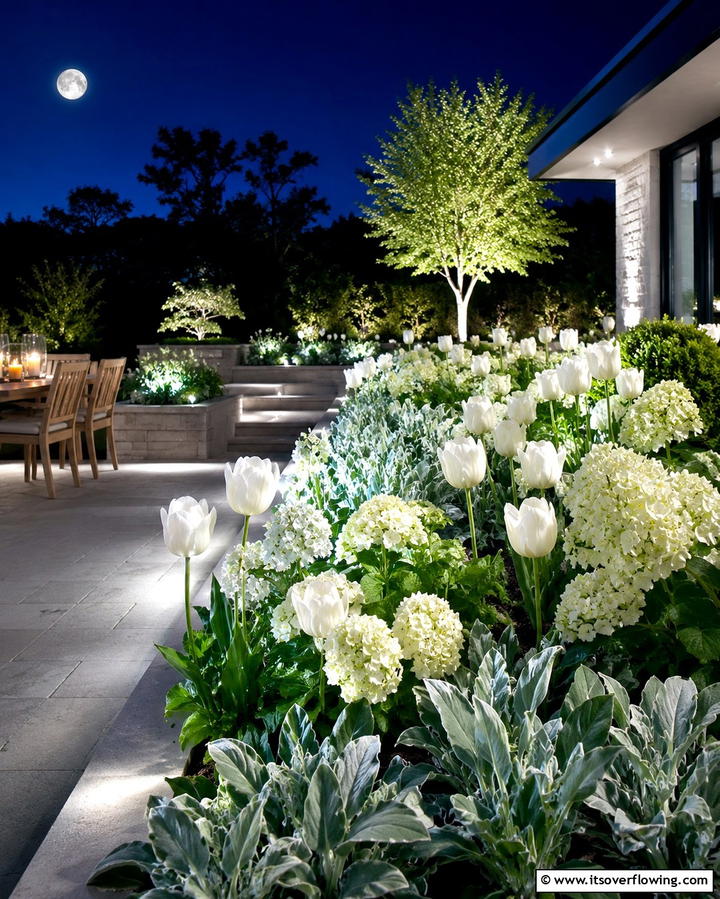 Moonlit White Flowers - 25 Gothic Garden Ideas for a Dark and Mysterious Oasis