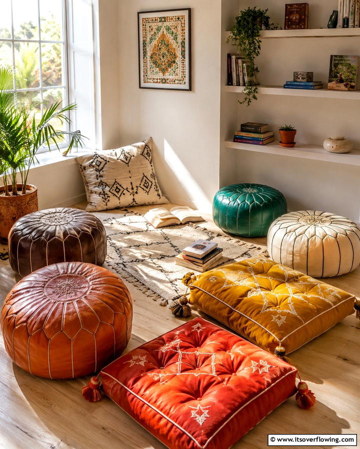Moroccan Floor Cushions - 25 Moroccan Themed Bedroom Ideas for an Exotic Escape