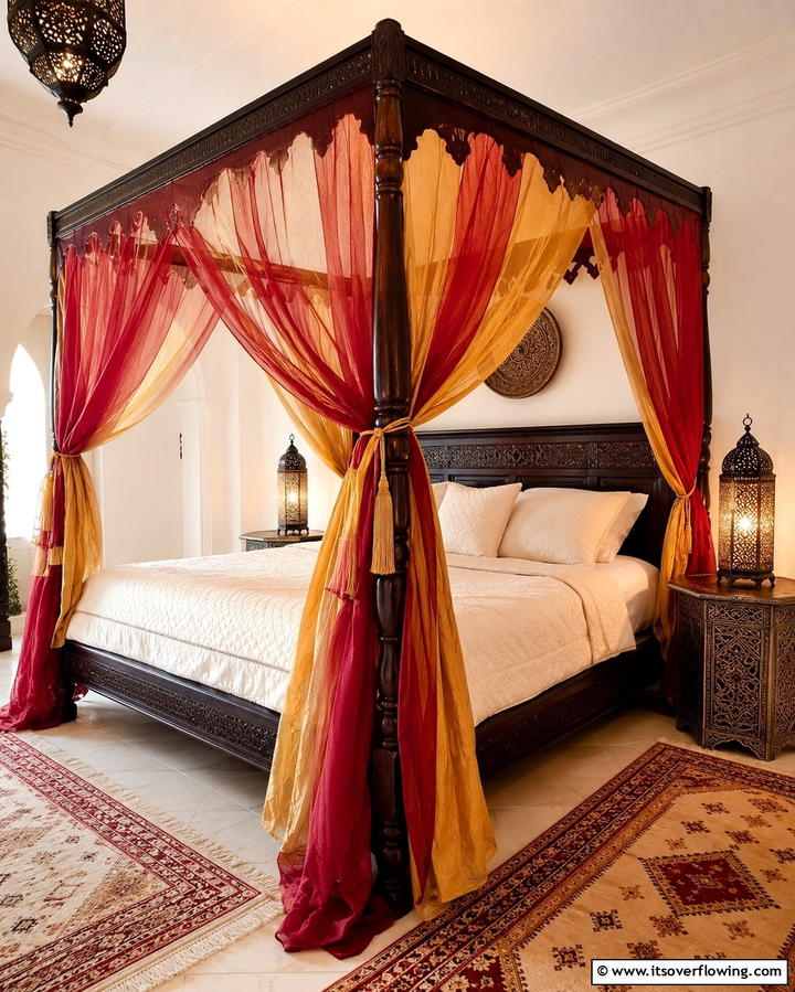 Moroccan Inspired Canopy Bed - 25 Moroccan Themed Bedroom Ideas for an Exotic Escape