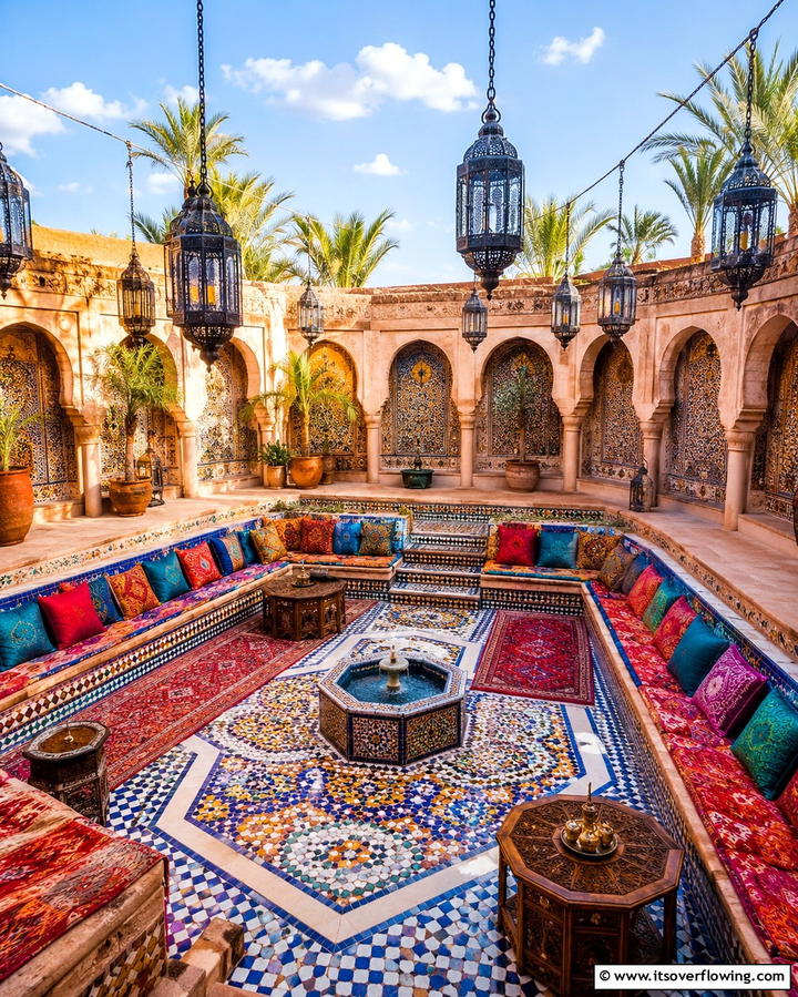 Moroccan Inspired Patio - 20 Sunken Patio Ideas for Cozy Outdoor Living