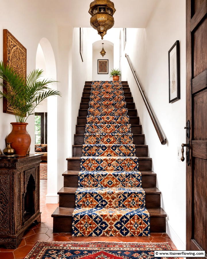 Moroccan Inspired Patterns - 25 Stair Runner Ideas for Safety and Style in Your Home