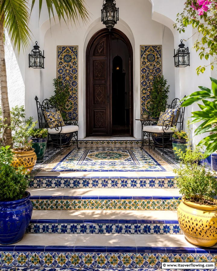Moroccan Inspired Patterns - 25 Front Porch Tile Ideas for a Welcoming Entrance