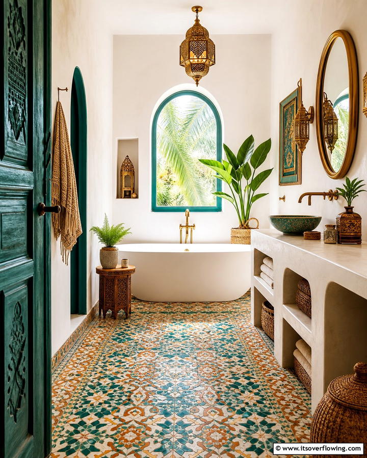Moroccan Inspired PatternsExact - 25 Bathroom Mosaic Floor Tile Ideas for Unique Style