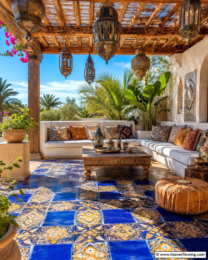 Moroccan Inspired Tile Patterns for a Vibrant Patio - 25 Patio Tile Ideas to Upgrade Your Outdoor Flooring