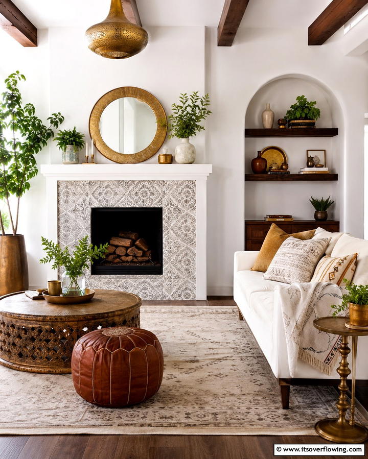 Moroccan Inspired Tiles - 25 Farmhouse Fireplace Tile Ideas for a Rustic Look