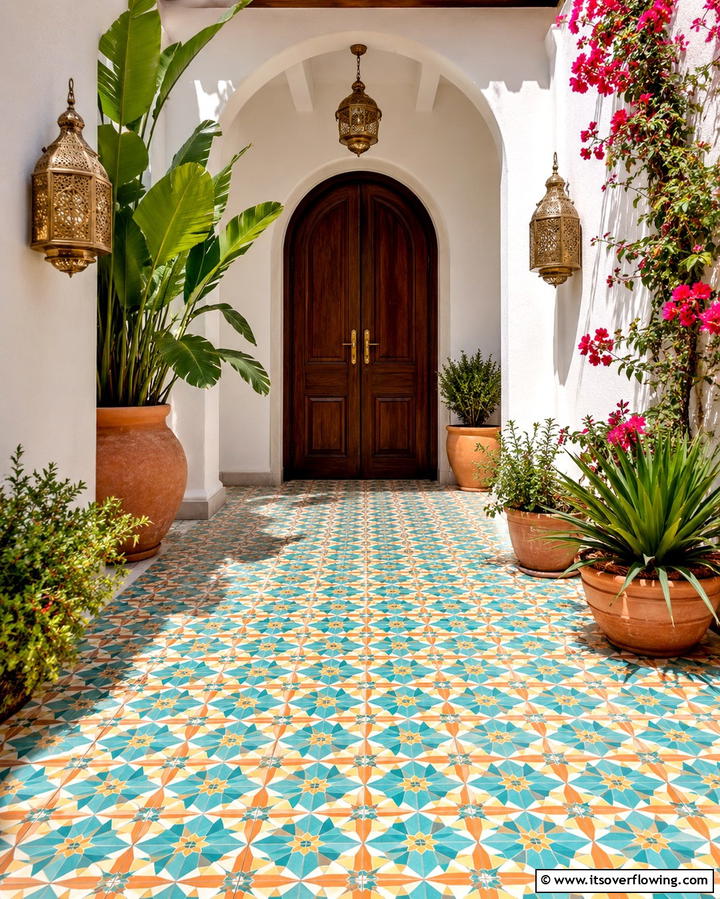 Moroccan Inspired Tiles - 25 Front Porch Tile Ideas for a Welcoming Entrance