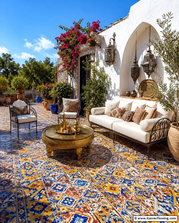 Moroccan Inspired Tiles - 25 Patio Tile Ideas to Upgrade Your Outdoor Flooring