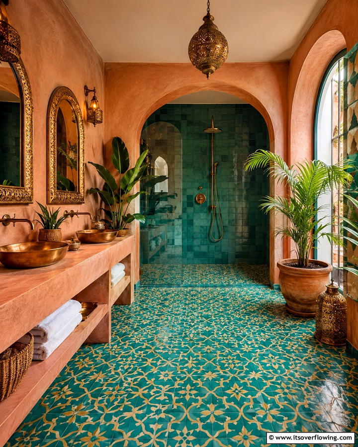 Moroccan Inspired Tiles - 30 Shower Floor Tile Ideas for Slip-Resistant Style