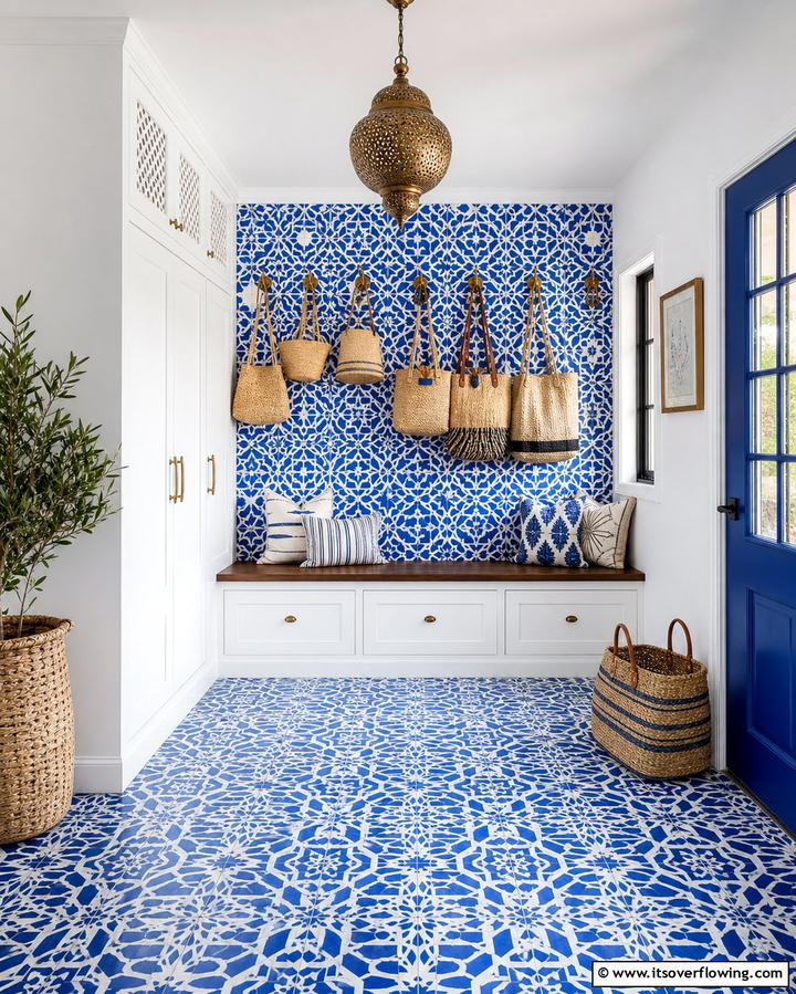 Moroccan Inspired Tiles for a Bold Statement - 25 Mudroom Tile Floor Ideas- Durable & Stylish Designs