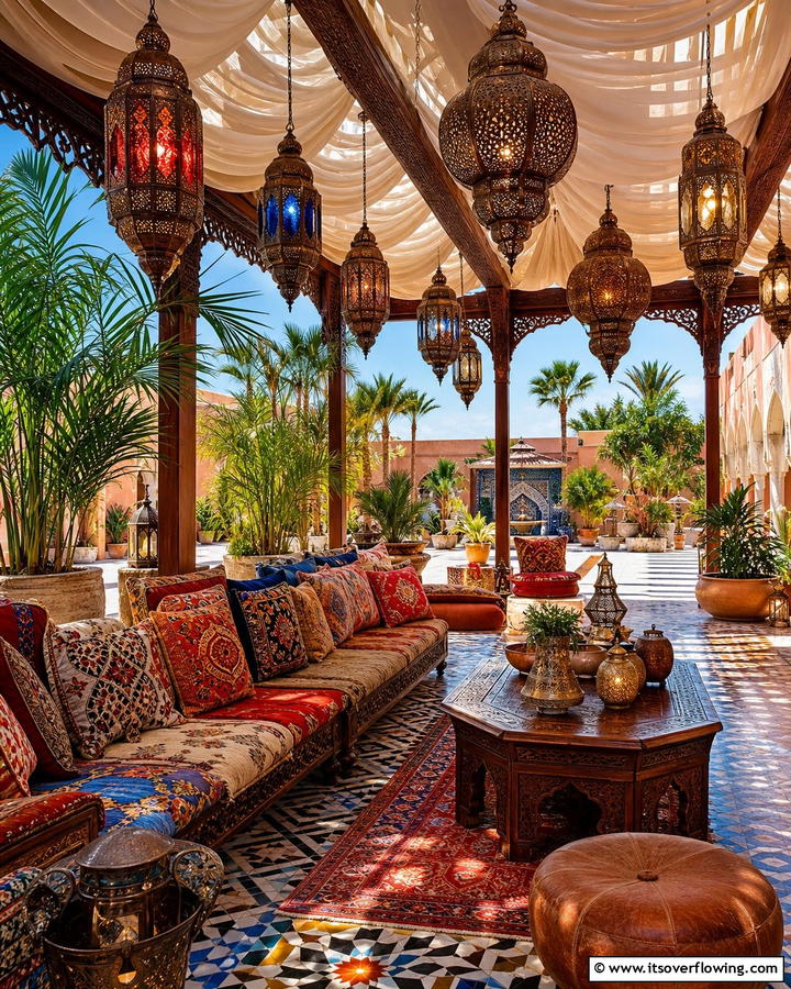 Moroccan Lanterns for Exotic Flair - 20 Covered Patio Lighting Ideas for Outdoor Ambiance