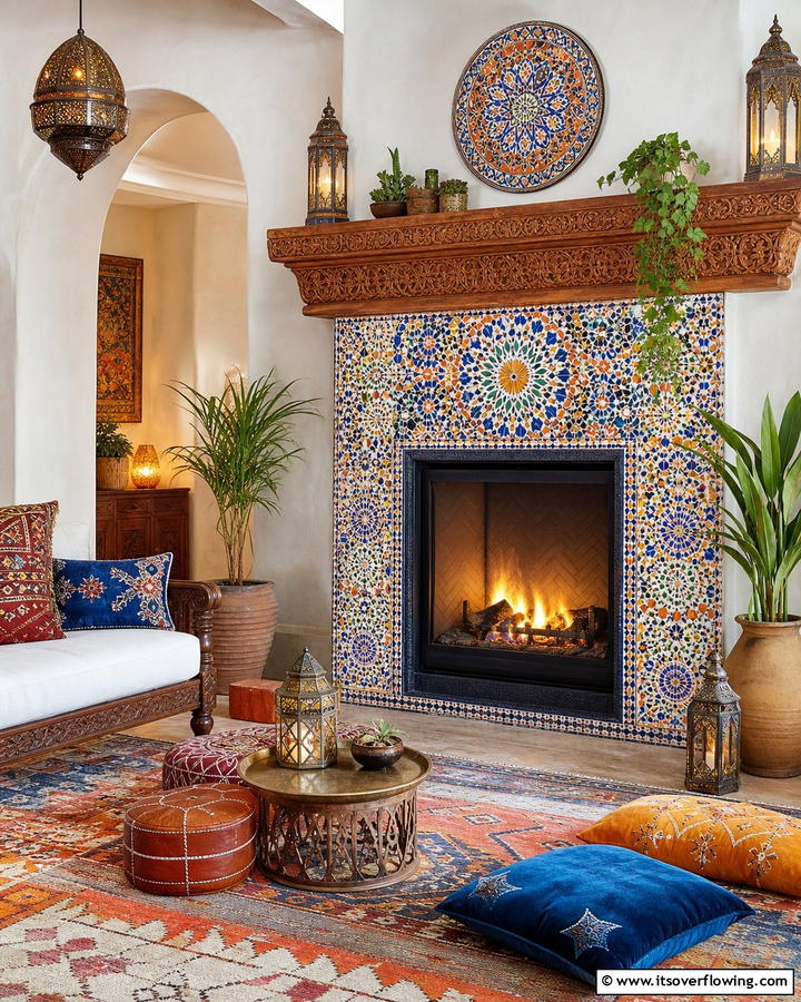 Moroccan Mystique - 21 Fireplace Tile Ideas to Refresh Your Hearth’s Aesthetic