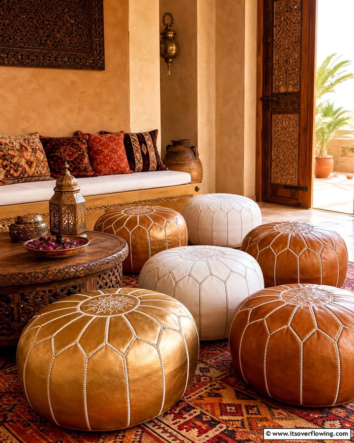 Moroccan PoufsExact - 25 Floor Seating Ideas for a Relaxing Living Space