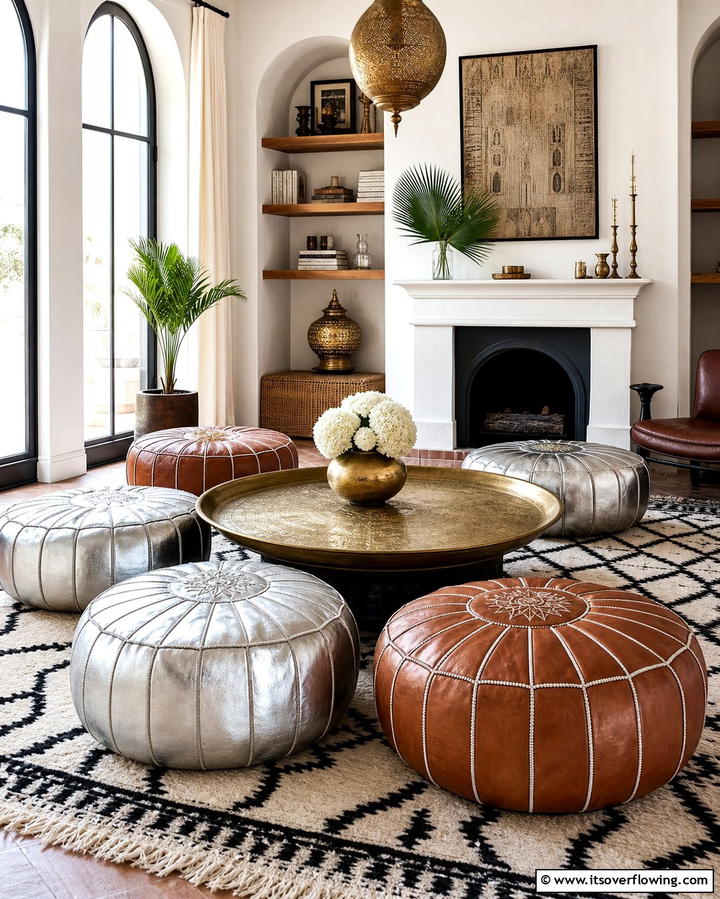 Moroccan PoufsOne - 25 Floor Seating Ideas for a Relaxing Living Space