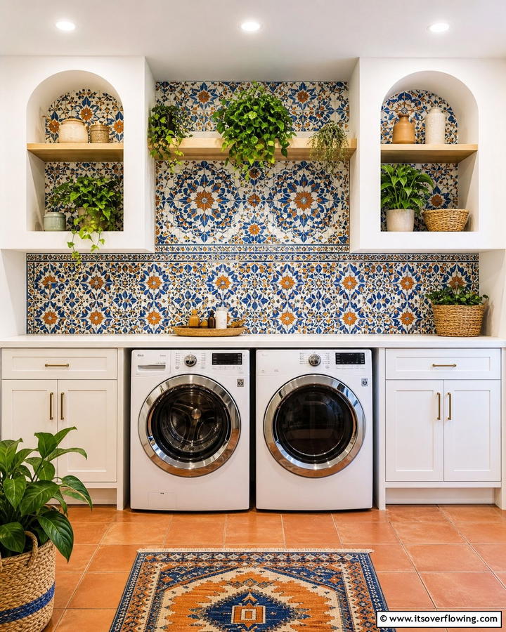 Moroccan Tile Flair - 20 Laundry Room Backsplash Ideas for a Stylish and Practical Space