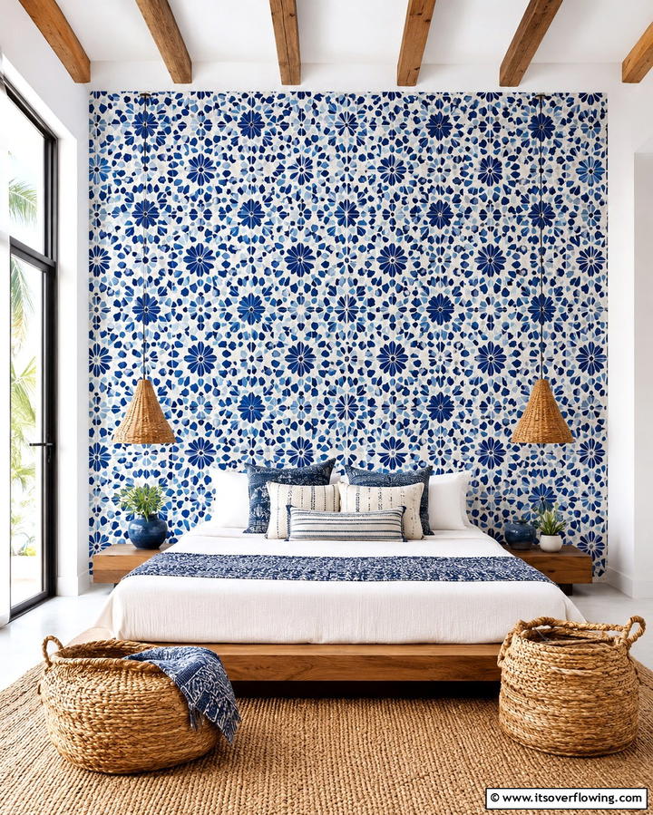 Moroccan Tile Inspired Wallpaper - 25 Moroccan Themed Bedroom Ideas for an Exotic Escape