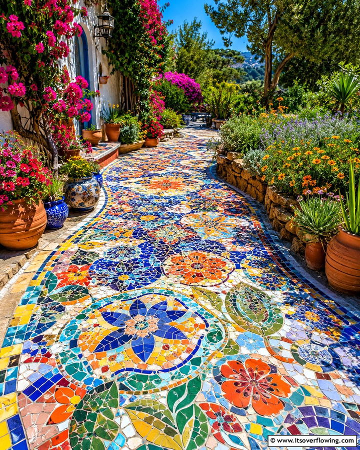 Mosaic Art Walkways - 25 Curved Walkway Ideas for a Charming Garden Path