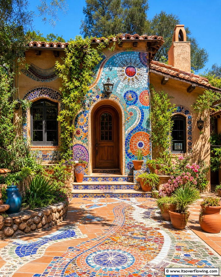 Mosaic Artwork - 25 Boho House Exterior Ideas for a Unique and Colorful Look