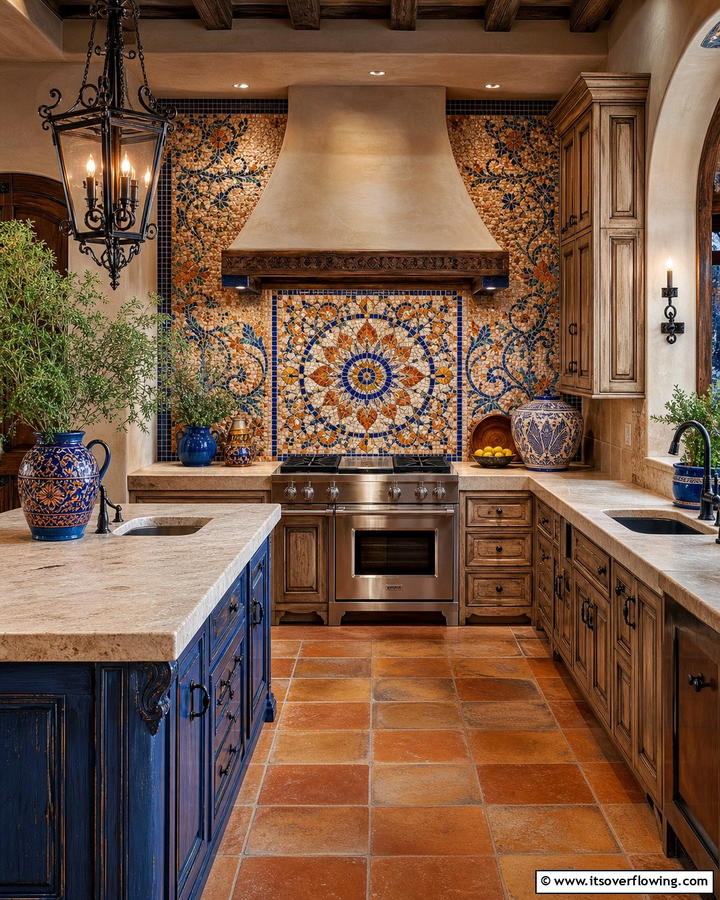 Mosaic Backsplash Artistry - 30 Tuscan Kitchen Ideas for Warm Rustic Mediterranean Vibes