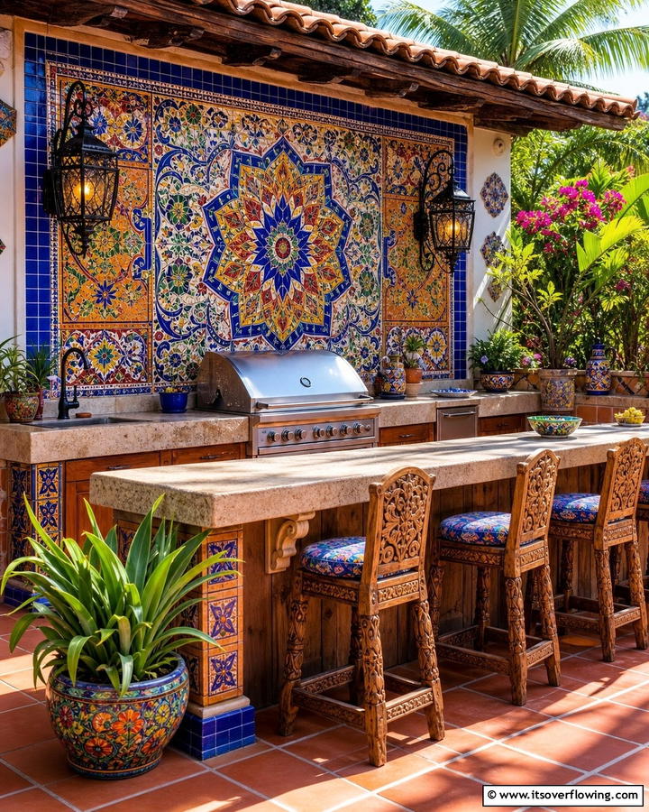 Mosaic Backsplashes - 20 Mexican Outdoor Kitchen Ideas for Vibrant Spaces