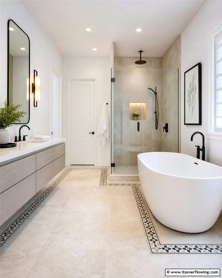 Mosaic Borders for Subtle Accents - 25 Bathroom Mosaic Floor Tile Ideas for Unique Style