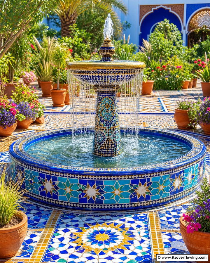 Mosaic Fountains - 30 Garden Art Ideas to Personalize Your Outdoor Space