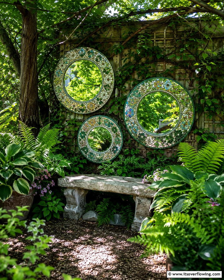 Mosaic Garden Mirrors - 25 Mosaic Garden Ideas to Add Artistic Flair