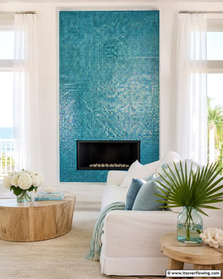 Mosaic Glass Tiles - 25 Fireplace Accent Wall Ideas for a Stunning Focal Point