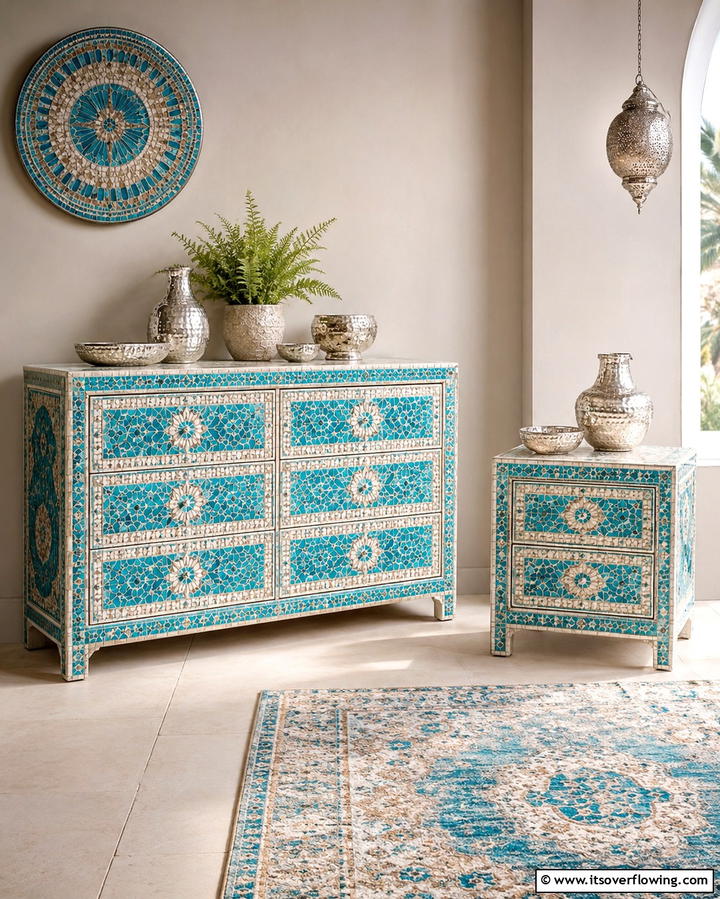 Mosaic Inspired Furniture - 25 Moroccan Themed Bedroom Ideas for an Exotic Escape