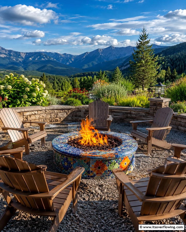 Mosaic Outdoor Fire PitsOne - 25 Mosaic Garden Ideas to Add Artistic Flair