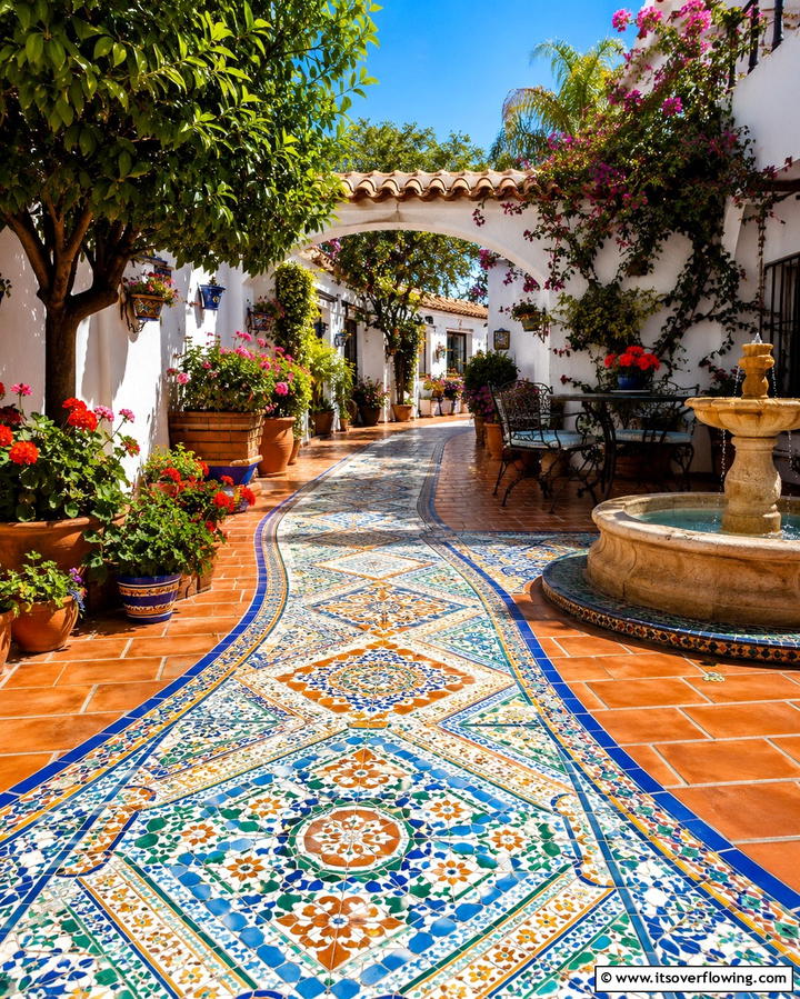 Mosaic Pathways - 20 Spanish Courtyard Ideas for a Serene Outdoor Space