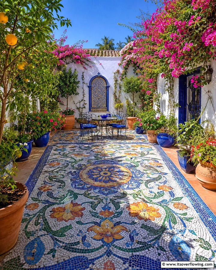 Mosaic Paving - 20 Small Walled Garden Ideas for Cozy Outdoor Spaces