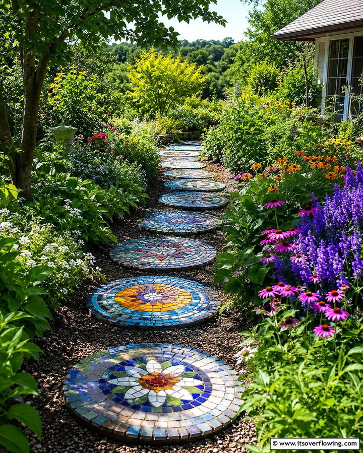 Mosaic Stepping StonesExact - 25 Mosaic Garden Ideas to Add Artistic Flair