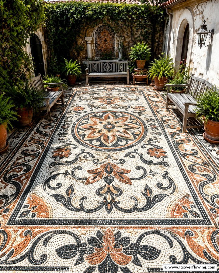 Mosaic Stone Patio - 25 Stone Patio Ideas for Natural Outdoor Beauty