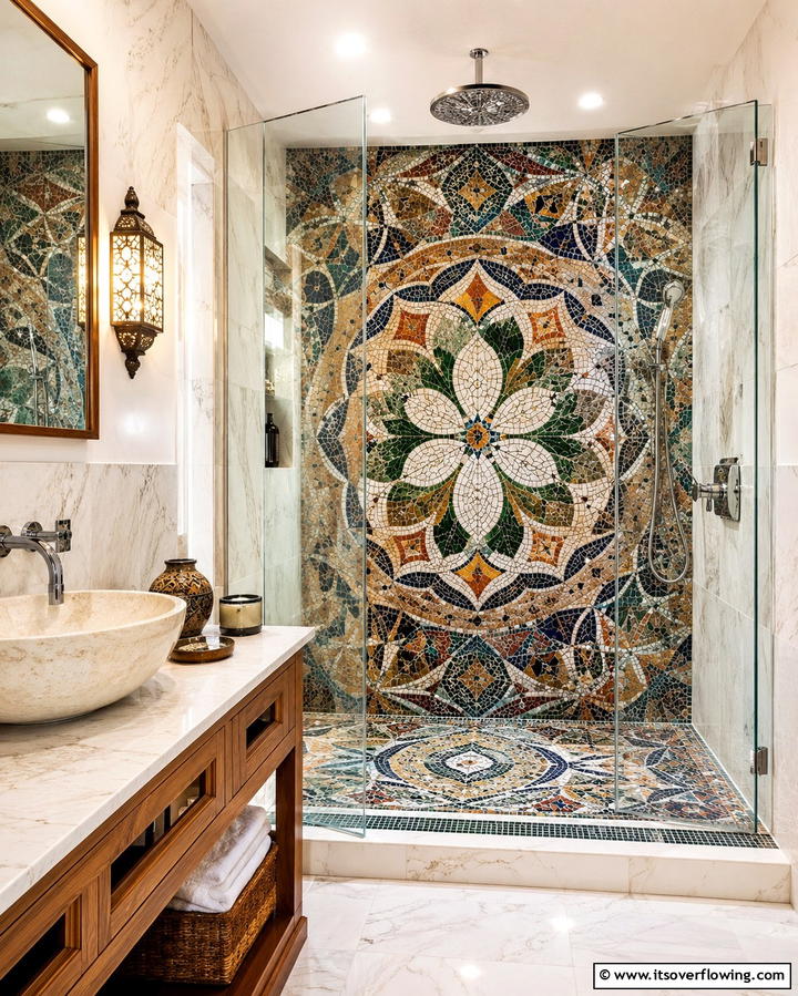 Mosaic Stone Tile Showers - 20 Stone Shower Design Ideas for a Spa-like Bathroom