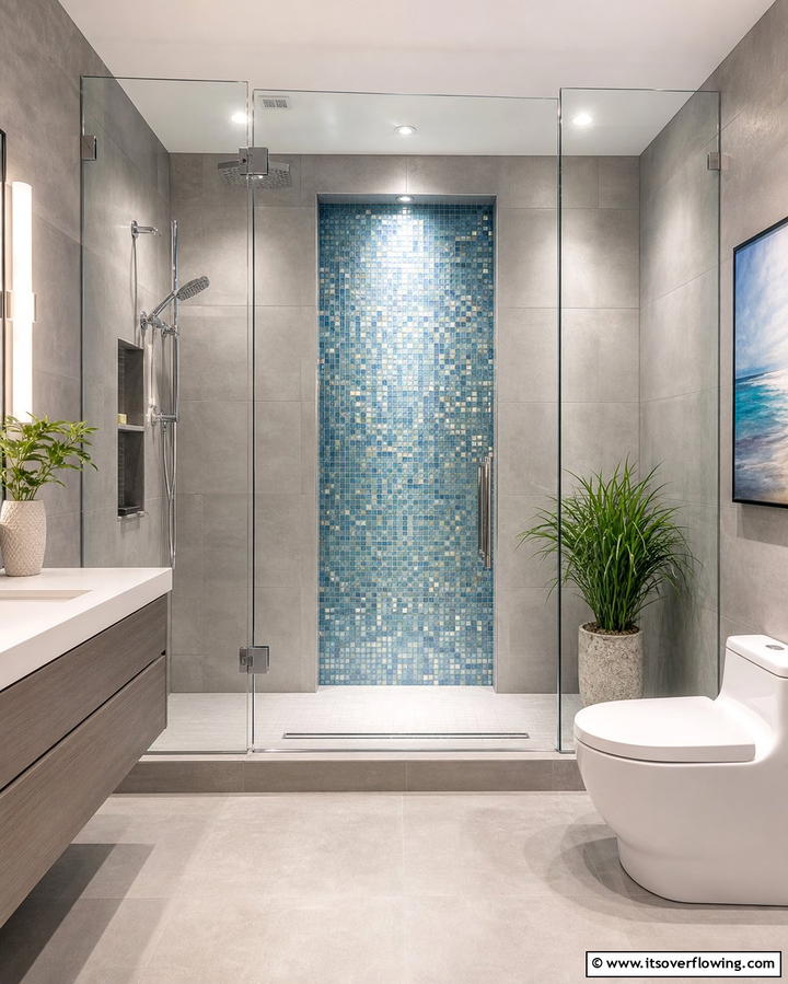 Mosaic Tile Accent Shower Niche - 25 Shower Niche Ideas for a Functional Bathroom