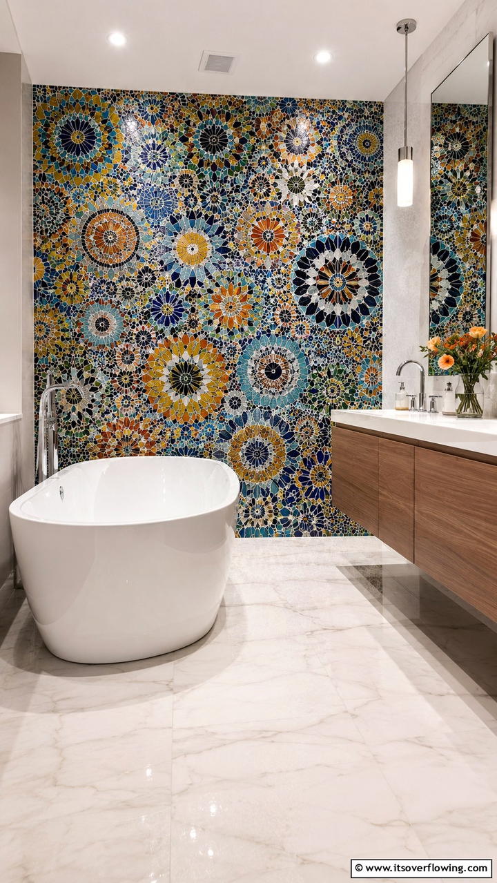Mosaic Tile Accent Walls - 30 Bathroom Tile Ideas to Refresh Your Space with Style
