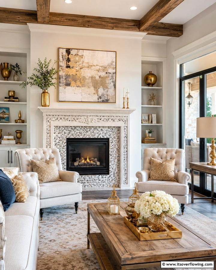 Mosaic Tile Accents - 25 Farmhouse Fireplace Tile Ideas for a Rustic Look