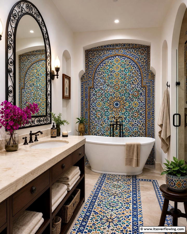 Mosaic Tile Accents - 30 Mediterranean Interior Design Ideas for Warm Homes