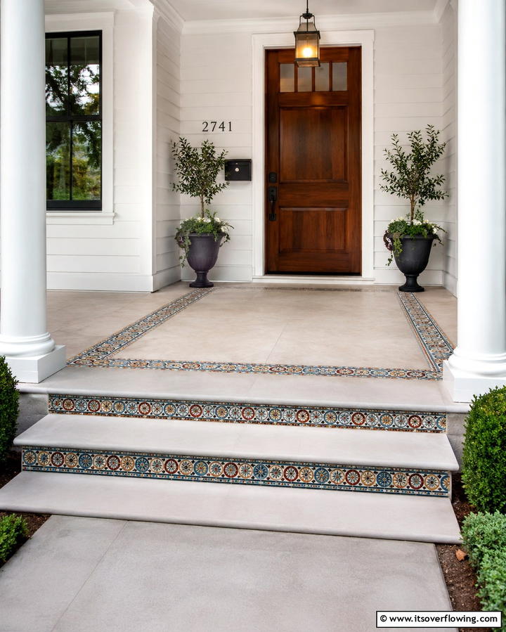 Mosaic Tile Accents - 25 Front Porch Tile Ideas for a Welcoming Entrance