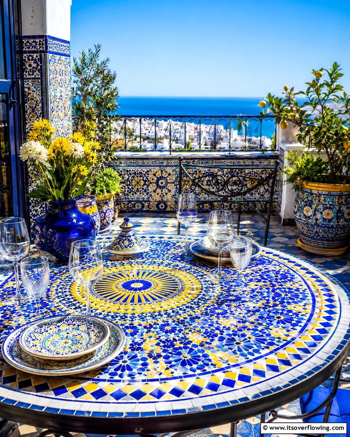 Mosaic Tile Accents - 25 Mediterranean Patio Ideas for Outdoor Living Spaces
