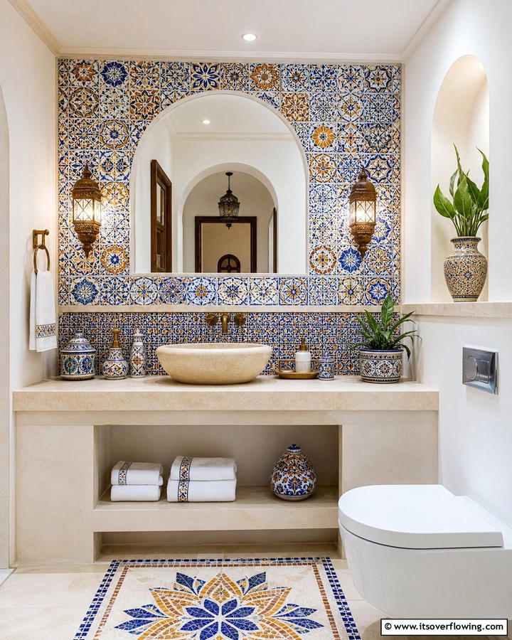 Mosaic Tile AccentsExact - 20 Mediterranean Bathroom Ideas for a Relaxing Retreat