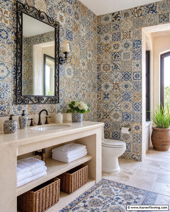 Mosaic Tile AccentsOne - 20 Mediterranean Bathroom Ideas for a Relaxing Retreat