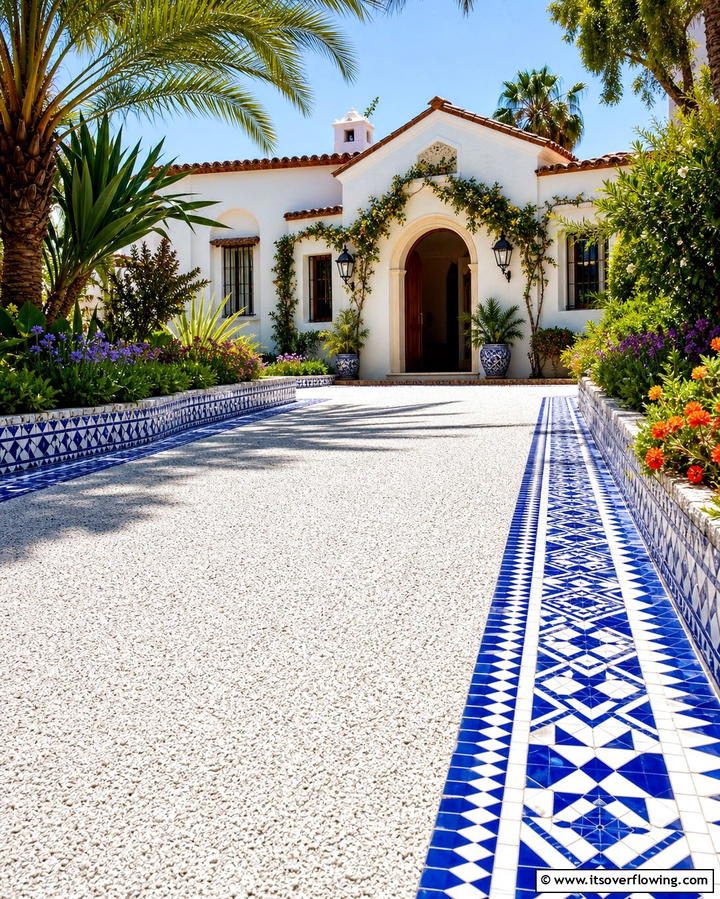 Mosaic Tile Borders - 25 Gravel Driveway Edging Ideas for a Polished Look