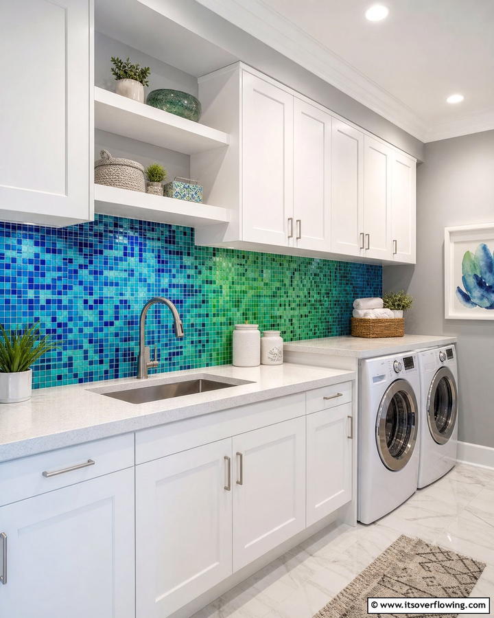 Mosaic Tile Details - 20 Laundry Room Backsplash Ideas for a Stylish and Practical Space