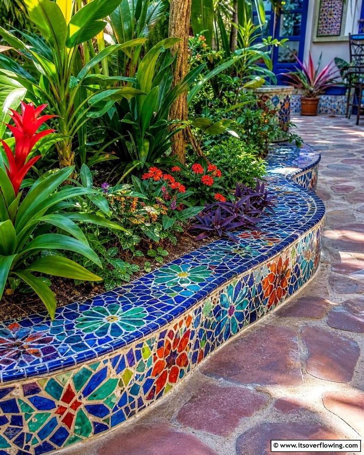 Mosaic Tile Edging - 20 Recycled Garden Edging Ideas for an Eco-Friendly Yard