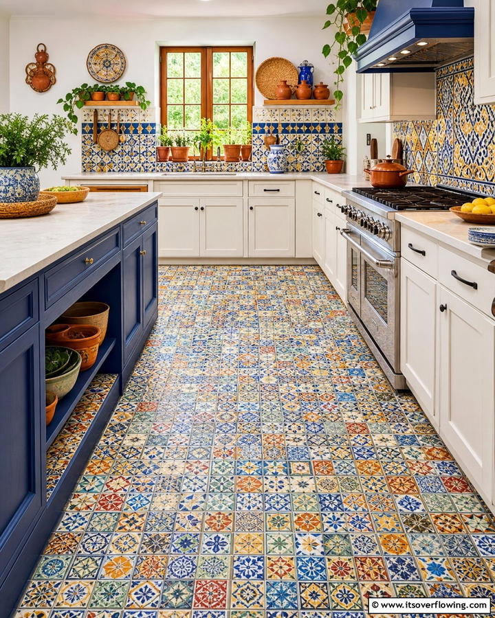 Mosaic Tile Effect - 20 Linoleum Kitchen Flooring Ideas for a Durable and Stylish Look
