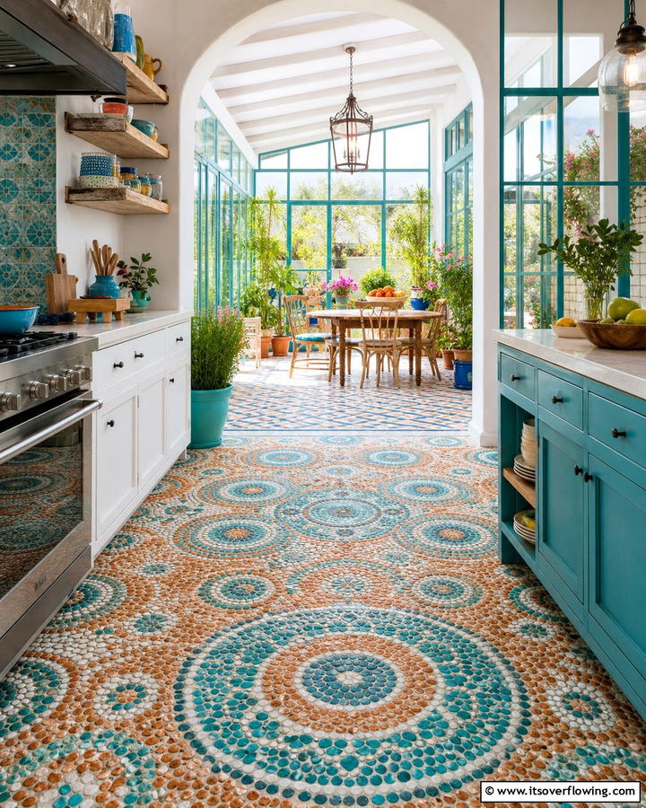 Mosaic Tile Effect - 20 Indoor Concrete Floor Paint Ideas for a Modern Look