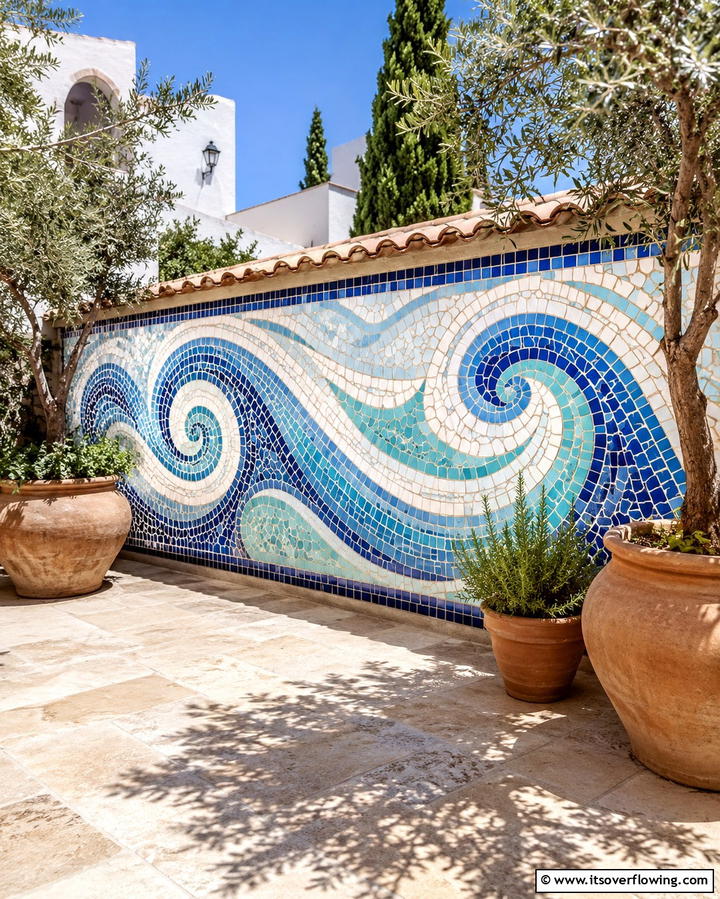 Mosaic Tile Fence - 30 Decorative Fence Ideas to Enhance Your Yard’s Aesthetic