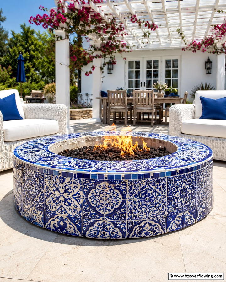 Mosaic Tile Fire Pit - 25 Wood Burning Fire Pit Ideas for Cozy Nights